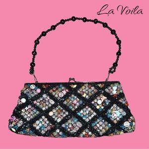 Vintage La Voila dainty beaded clutch with beaded strap!